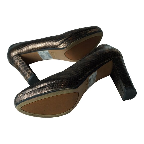 Clarks Narrative Women's SIZE 7.5 Kendra Sienna Bronze Leather Heels Pumps - Picture 9 of 10